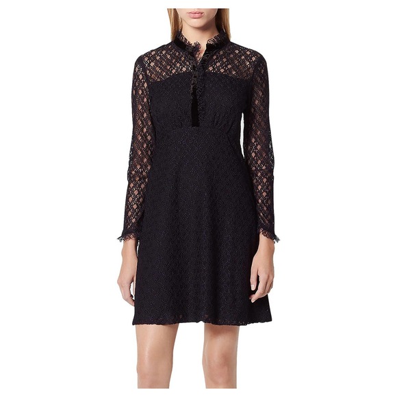 Rare Sandro Paris Vegetale Blue Lace Velvet Dress - Picture 1 of 8